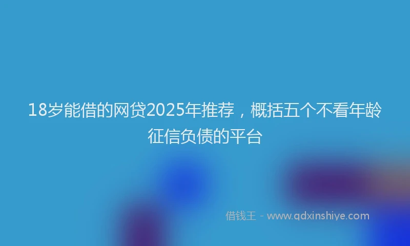 18岁能借的网贷2025年推荐，概括五个不看年龄征信负债的平台