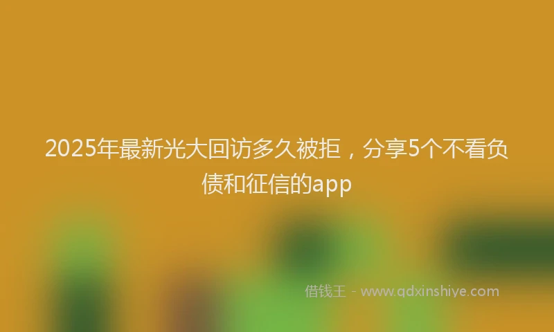 2025年最新光大回访多久被拒，分享5个不看负债和征信的app
