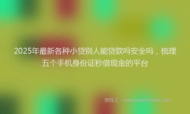 2025年最新各种小贷别人能贷款吗安全吗，梳理五个手机身份证秒借现金的平台