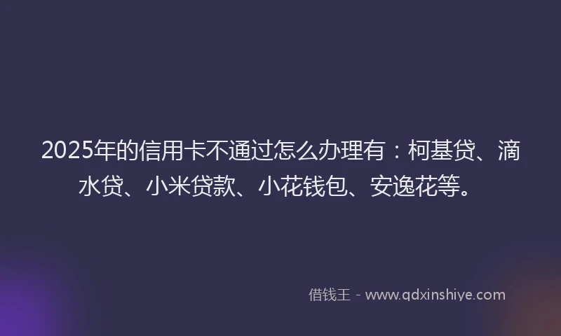 2025年的信用卡不通过怎么办理有：柯基贷、滴水贷、小米贷款、小花钱包、安逸花等。