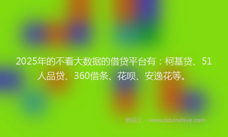 2025年的不看大数据的借贷平台有：柯基贷、51人品贷、360借条、花呗、安逸花等。