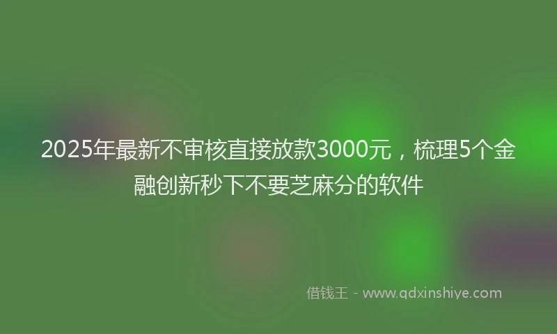 2025年最新不审核直接放款3000元，梳理5个金融创新秒下不要芝麻分的软件