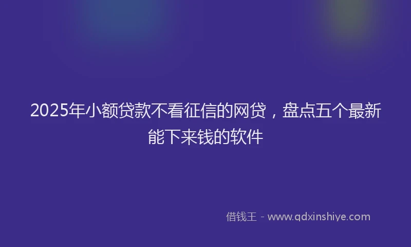 2025年小额贷款不看征信的网贷，盘点五个最新能下来钱的软件