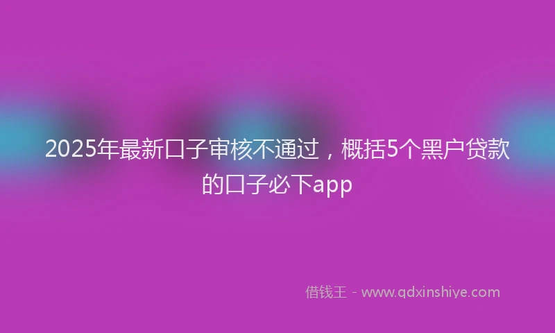 2025年最新口子审核不通过，概括5个黑户贷款的口子必下app