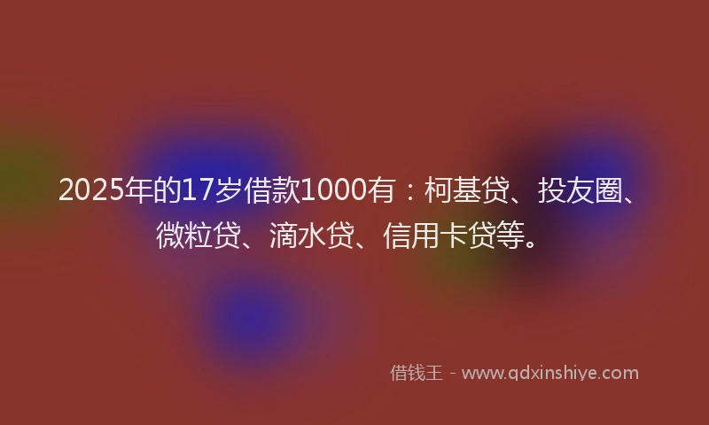 2025年的17岁借款1000有：柯基贷、投友圈、微粒贷、滴水贷、信用卡贷等。