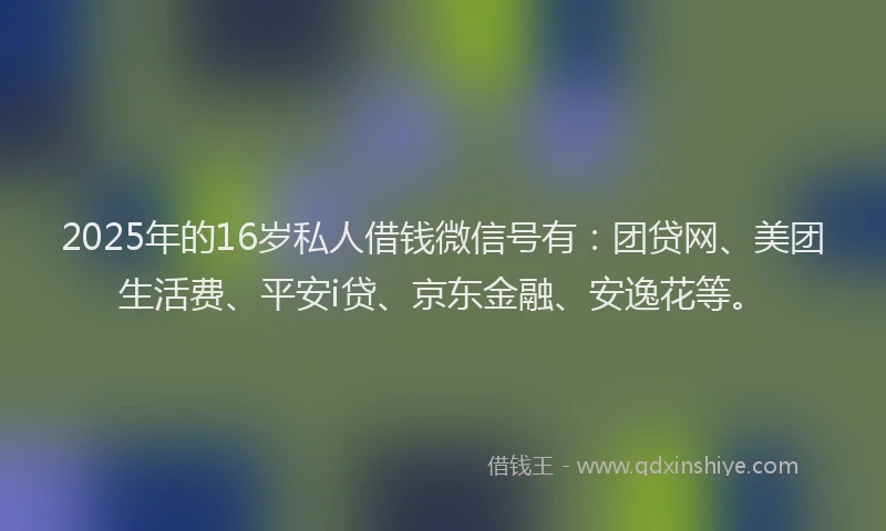 2025年的16岁私人借钱微信号有：团贷网、美团生活费、平安i贷、京东金融、安逸花等。
