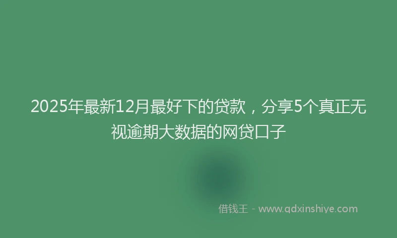 2025年最新12月最好下的贷款，分享5个真正无视逾期大数据的网贷口子