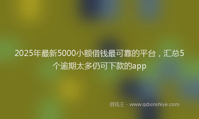 2025年最新5000小额借钱最可靠的平台，汇总5个逾期太多仍可下款的app
