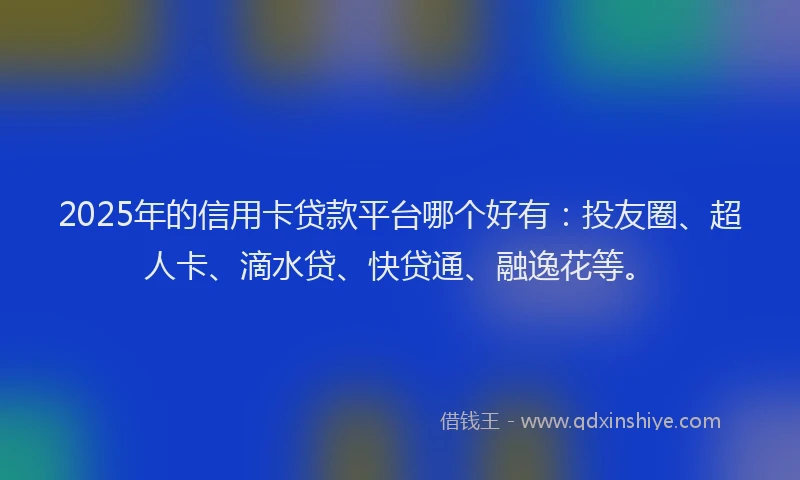 2025年的信用卡贷款平台哪个好有：投友圈、超人卡、滴水贷、快贷通、融逸花等。