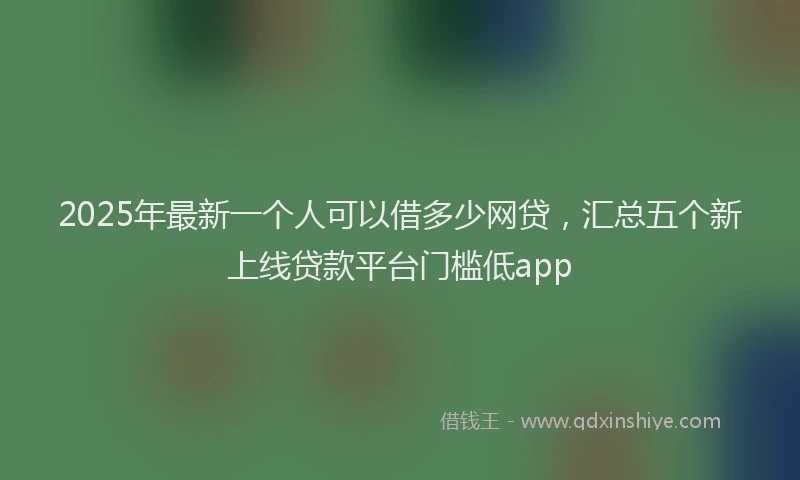 2025年最新一个人可以借多少网贷，汇总五个新上线贷款平台门槛低app