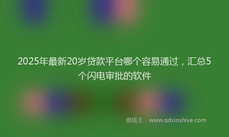 2025年最新20岁贷款平台哪个容易通过，汇总5个闪电审批的软件