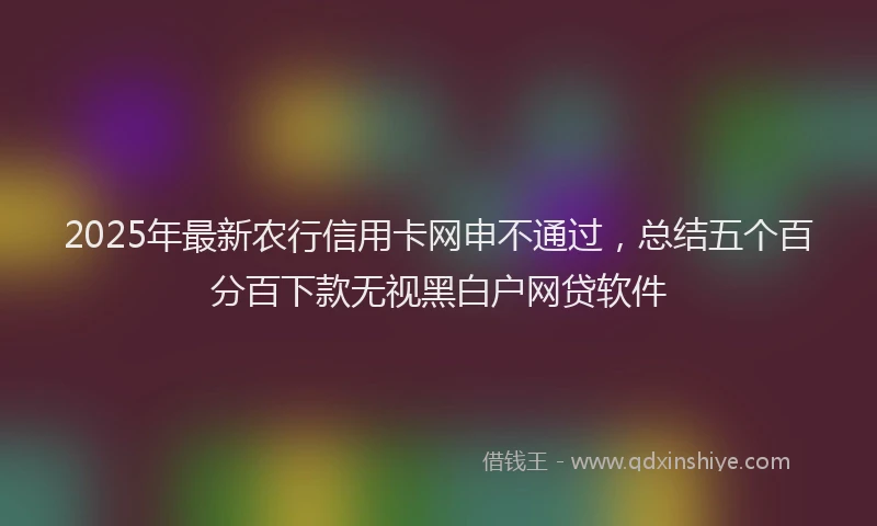 2025年最新农行信用卡网申不通过，总结五个百分百下款无视黑白户网贷软件