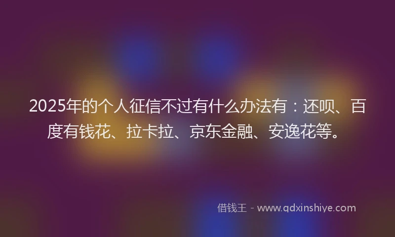 2025年的个人征信不过有什么办法有：还呗、百度有钱花、拉卡拉、京东金融、安逸花等。
