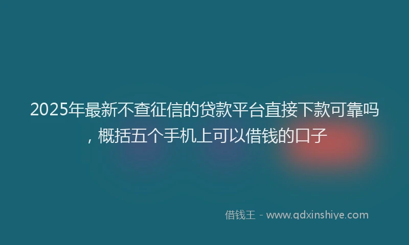 2025年最新不查征信的贷款平台直接下款可靠吗，概括五个手机上可以借钱的口子
