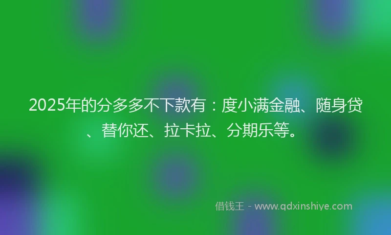 2025年的分多多不下款有：度小满金融、随身贷、替你还、拉卡拉、分期乐等。
