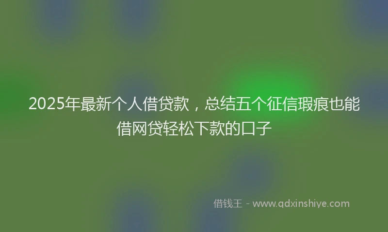 2025年最新个人借贷款，总结五个征信瑕疵也能借网贷轻松下款的口子