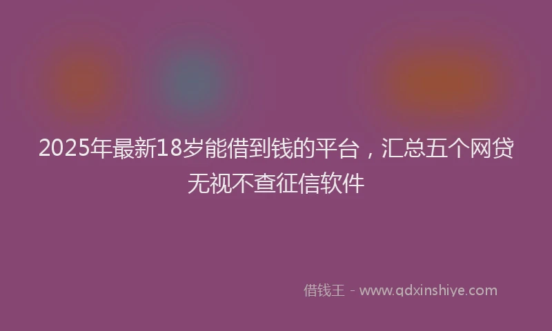 2025年最新18岁能借到钱的平台，汇总五个网贷无视不查征信软件
