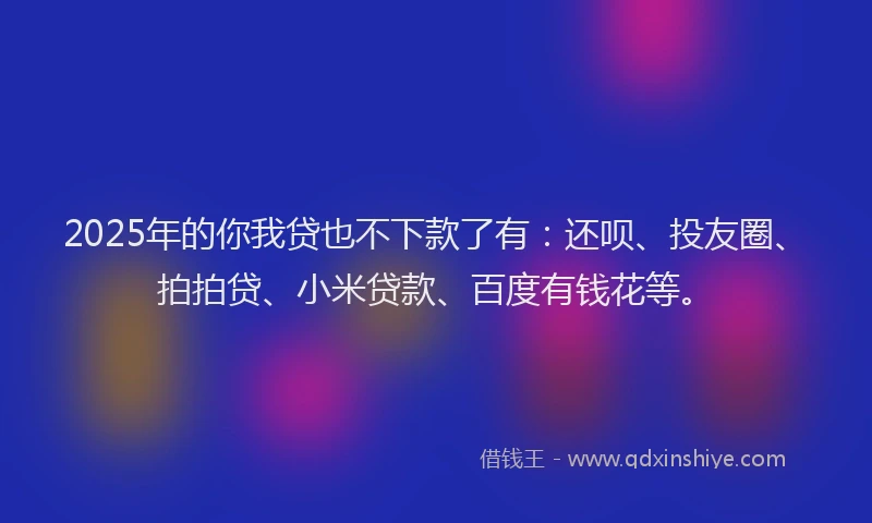 2025年的你我贷也不下款了有：还呗、投友圈、拍拍贷、小米贷款、百度有钱花等。