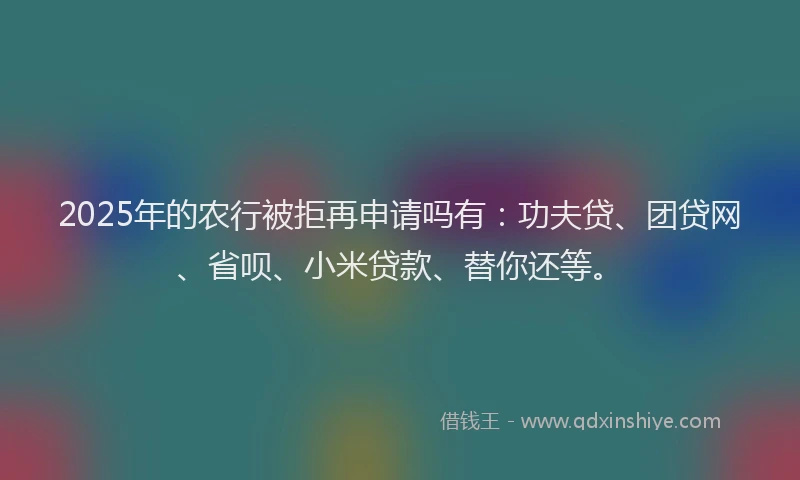 2025年的农行被拒再申请吗有：功夫贷、团贷网、省呗、小米贷款、替你还等。