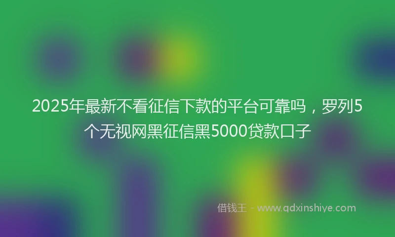 2025年最新不看征信下款的平台可靠吗，罗列5个无视网黑征信黑5000贷款口子