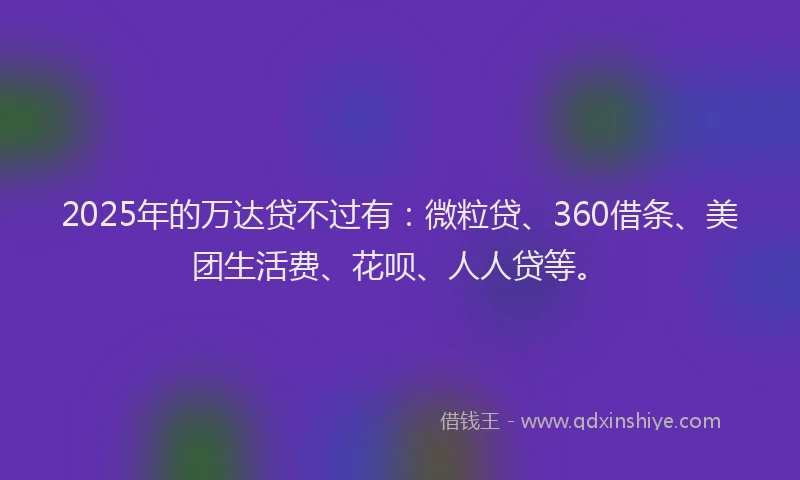 2025年的万达贷不过有：微粒贷、360借条、美团生活费、花呗、人人贷等。