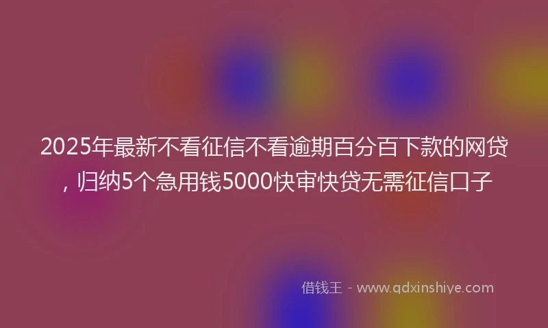 2025年最新不看征信不看逾期百分百下款的网贷，归纳5个急用钱5000快审快贷无需征信口子