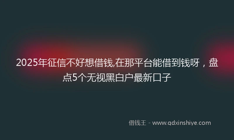2025年征信不好想借钱,在那平台能借到钱呀，盘点5个无视黑白户最新口子