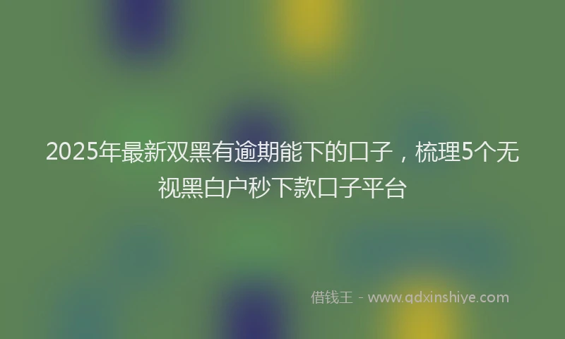 2025年最新双黑有逾期能下的口子，梳理5个无视黑白户秒下款口子平台