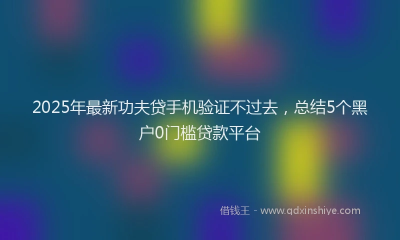 2025年最新功夫贷手机验证不过去，总结5个黑户0门槛贷款平台