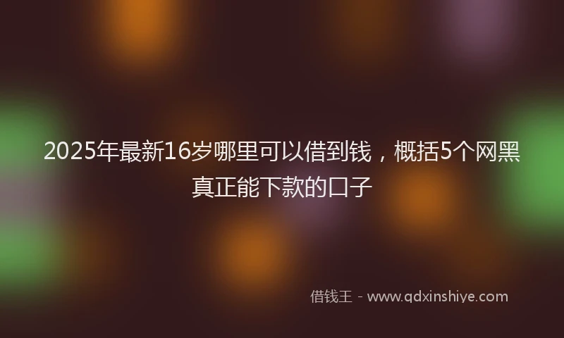 2025年最新16岁哪里可以借到钱，概括5个网黑真正能下款的口子