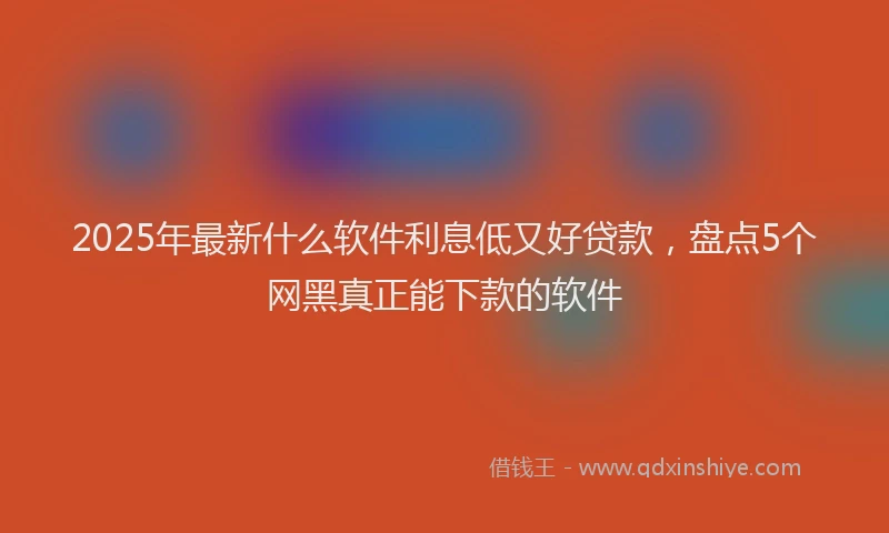 2025年最新什么软件利息低又好贷款，盘点5个网黑真正能下款的软件