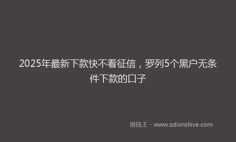 2025年最新下款快不看征信，罗列5个黑户无条件下款的口子