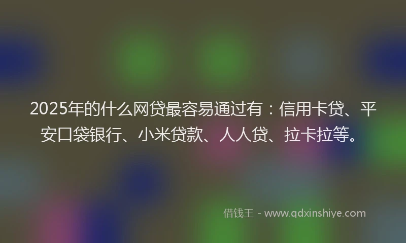 2025年的什么网贷最容易通过有：信用卡贷、平安口袋银行、小米贷款、人人贷、拉卡拉等。