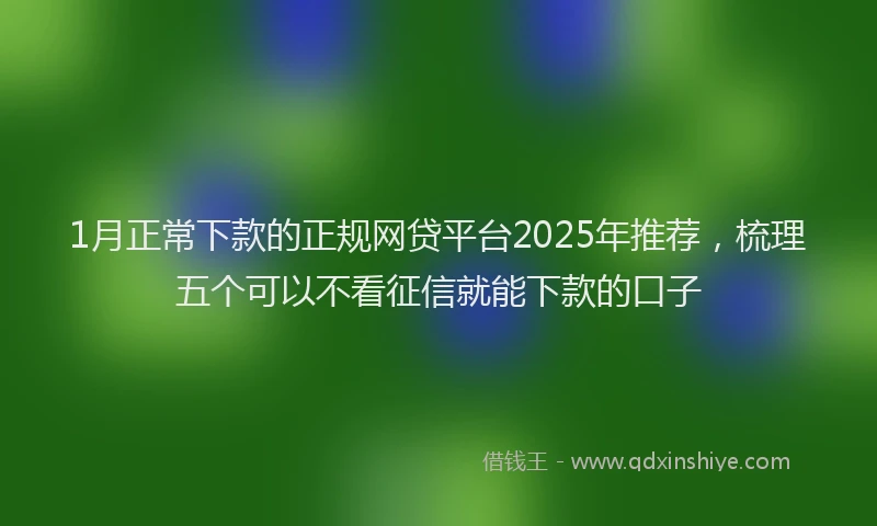 1月正常下款的正规网贷平台2025年推荐，梳理五个可以不看征信就能下款的口子