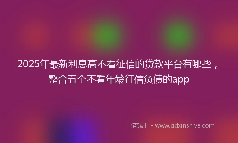 2025年最新利息高不看征信的贷款平台有哪些，整合五个不看年龄征信负债的app