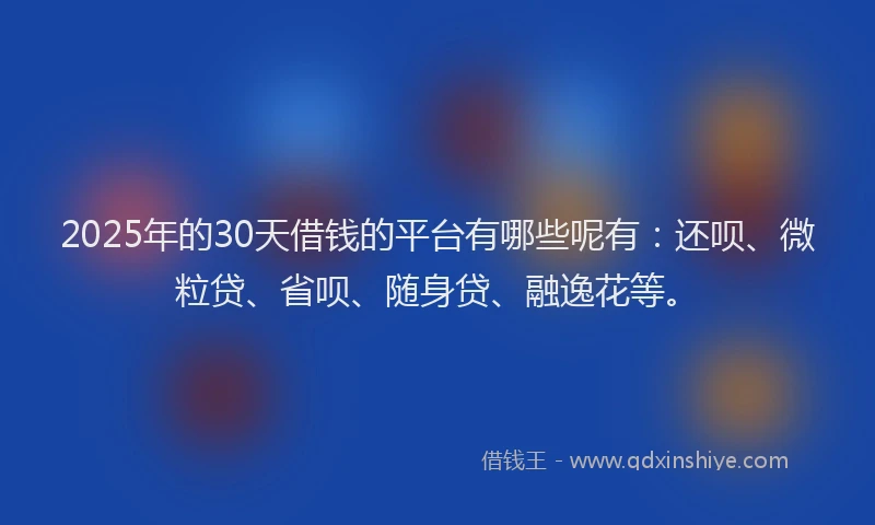 2025年的30天借钱的平台有哪些呢有：还呗、微粒贷、省呗、随身贷、融逸花等。