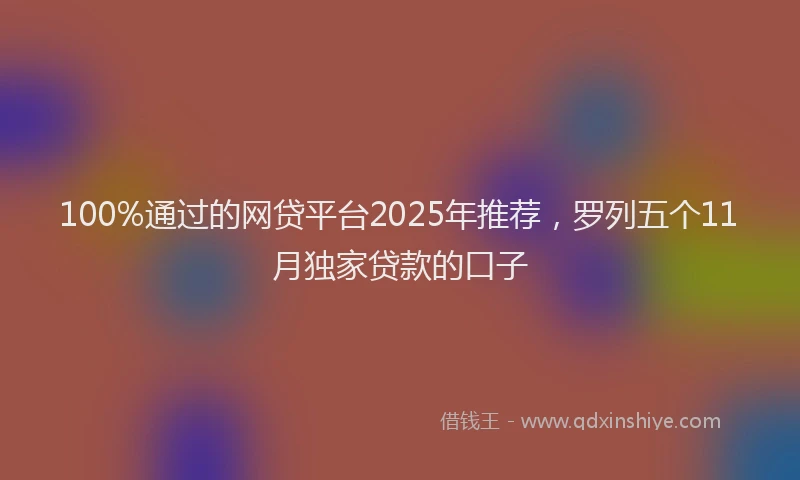100%通过的网贷平台2025年推荐，罗列五个11月独家贷款的口子