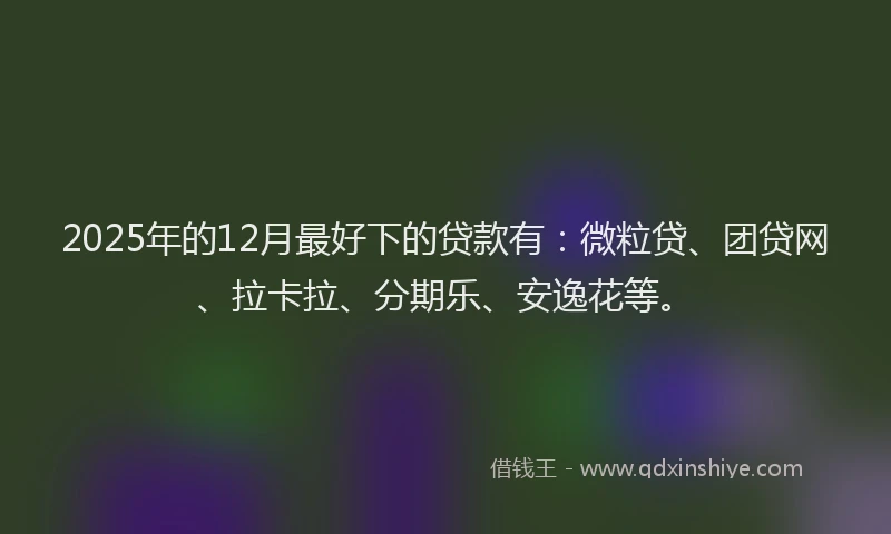 2025年的12月最好下的贷款有：微粒贷、团贷网、拉卡拉、分期乐、安逸花等。