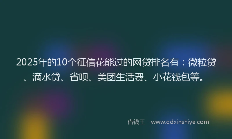 2025年的10个征信花能过的网贷排名有：微粒贷、滴水贷、省呗、美团生活费、小花钱包等。