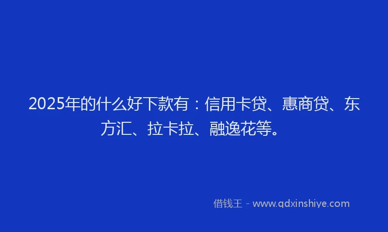 2025年的什么好下款有：信用卡贷、惠商贷、东方汇、拉卡拉、融逸花等。