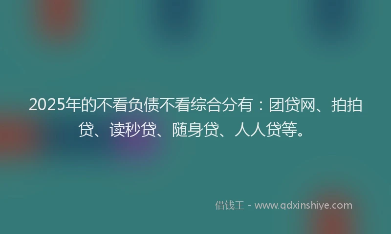 2025年的不看负债不看综合分有：团贷网、拍拍贷、读秒贷、随身贷、人人贷等。