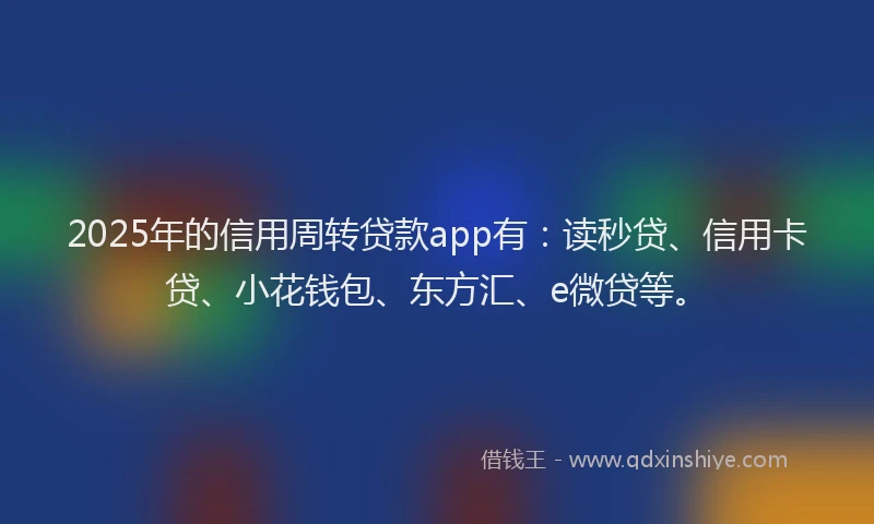 2025年的信用周转贷款app有：读秒贷、信用卡贷、小花钱包、东方汇、e微贷等。