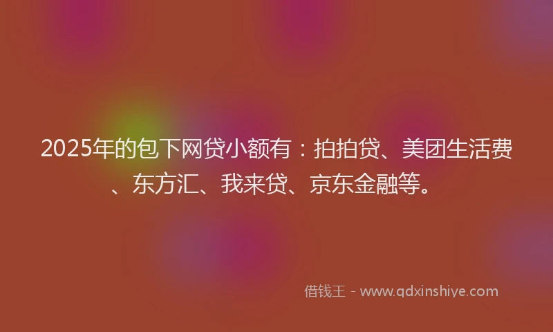 2025年的包下网贷小额有：拍拍贷、美团生活费、东方汇、我来贷、京东金融等。