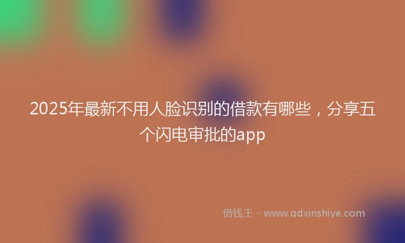 2025年最新不用人脸识别的借款有哪些，分享五个闪电审批的app