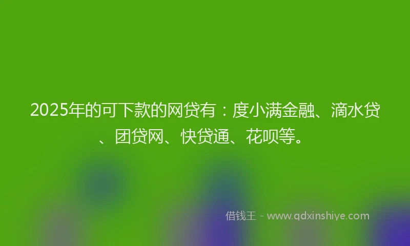 2025年的可下款的网贷有：度小满金融、滴水贷、团贷网、快贷通、花呗等。