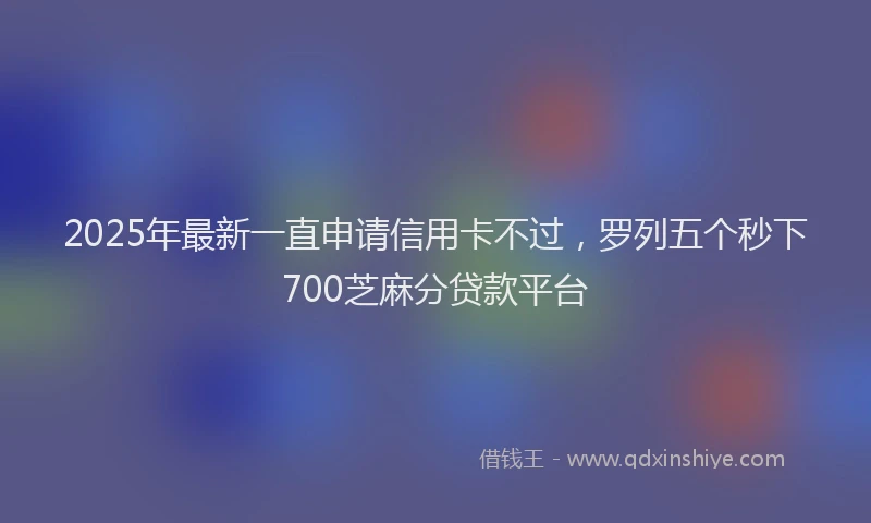 2025年最新一直申请信用卡不过，罗列五个秒下700芝麻分贷款平台