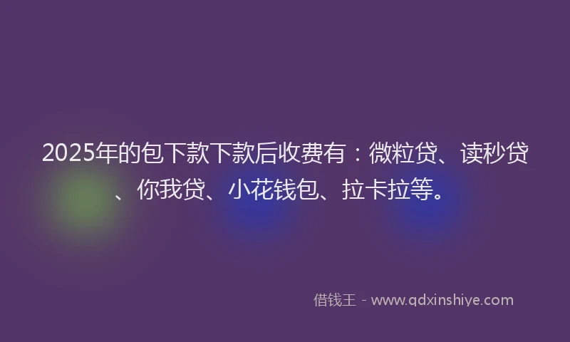 2025年的包下款下款后收费有：微粒贷、读秒贷、你我贷、小花钱包、拉卡拉等。