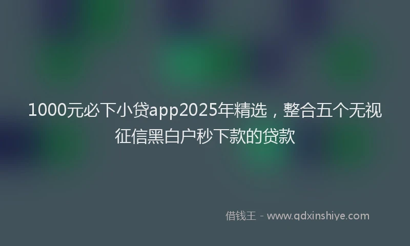 1000元必下小贷app2025年精选，整合五个无视征信黑白户秒下款的贷款