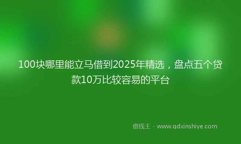 100块哪里能立马借到2025年精选，盘点五个贷款10万比较容易的平台