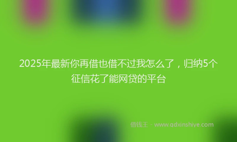 2025年最新你再借也借不过我怎么了，归纳5个征信花了能网贷的平台